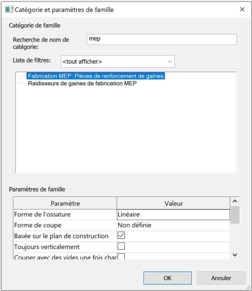 Revit 2024 Nouvelles catégories de famille MEP