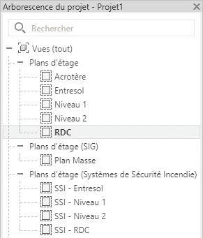 Arborescence du projet dans Revit